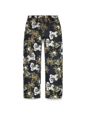 Baggy blommiga Denim-jeans selvedge