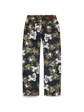 Baggy blommiga Denim-jeans selvedge