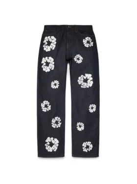Baggy Cotton Wreath-Denim-byxor med selvedge