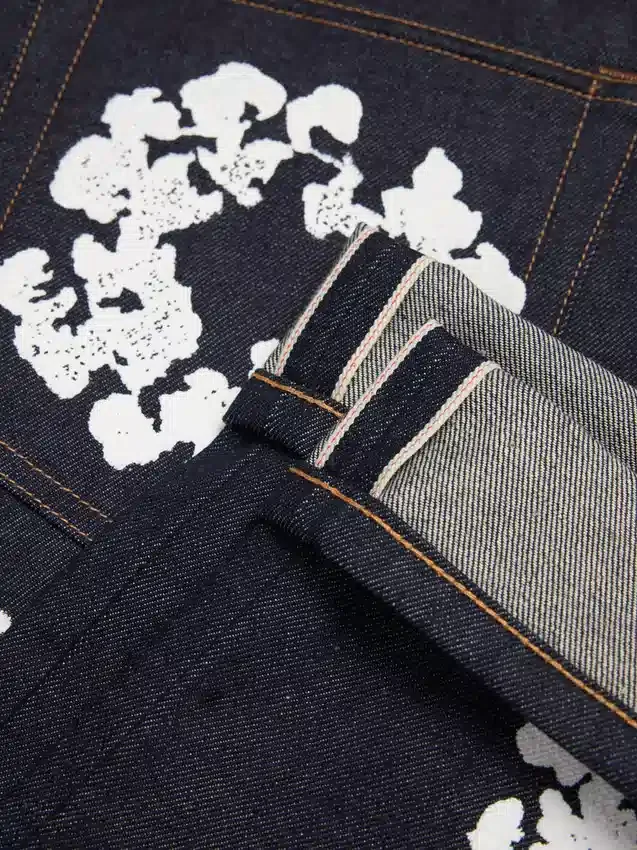Baggy Cotton Wreath-Denim-byxor med selvedge