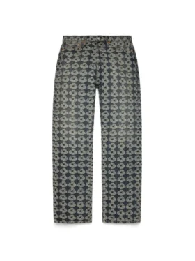 Baggy Jacquard Wreath-Denim-Jeans
