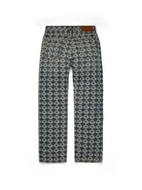 Baggy Jacquard Wreath-Denim-Jeans