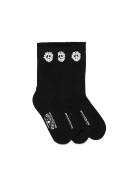 Bomullsstrumpor med fredskrans, 3-pack, svarta