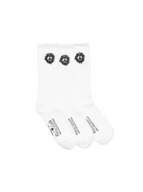 Bomullsstrumpor med fredskrans, 3-pack, vita