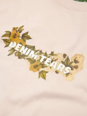 Bomullströja med blommigt logo, beige