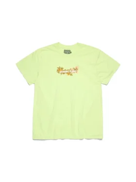 Bomullströja med blommigt logo, lime