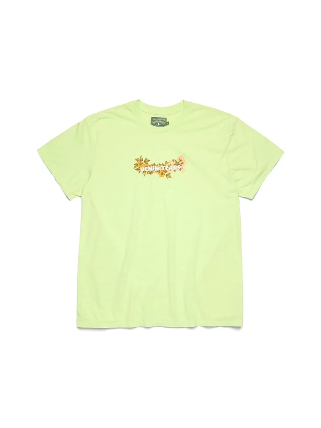 Bomullströja med blommigt logo, lime