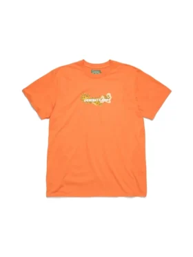 Bomullströja med blommigt logo, orange