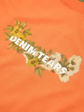 Bomullströja med blommigt logo, orange