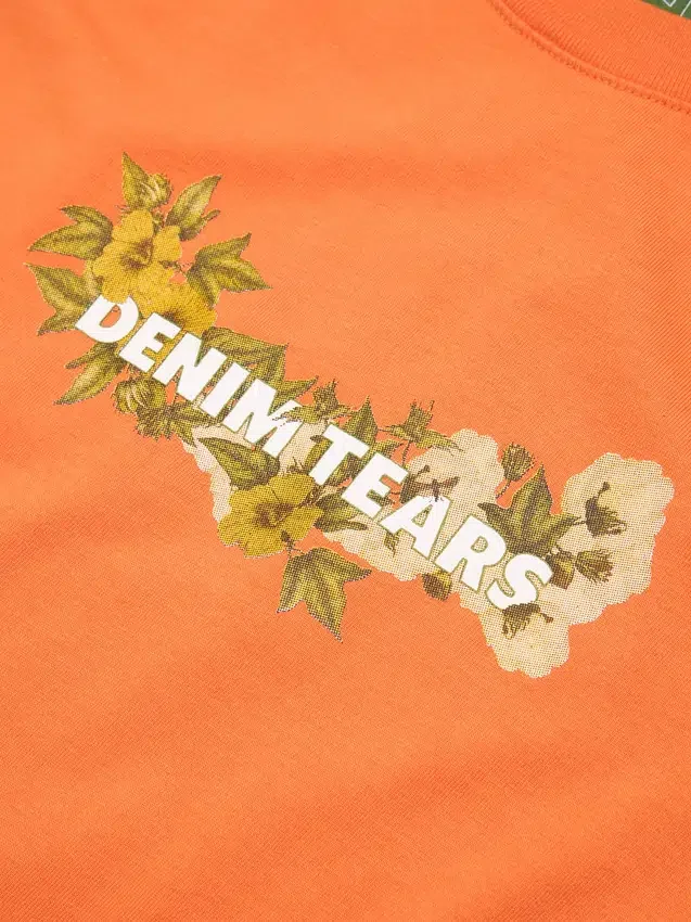 Bomullströja med blommigt logo, orange