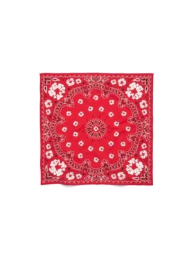 Cotton Wreath Bandana i bomull med krans- och paisleymönster, röd