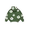 Cotton Wreath Hoodie i bomull med kransmönster och dragkedja, grön