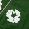 Cotton Wreath Hoodie i bomull med kransmönster och dragkedja, grön