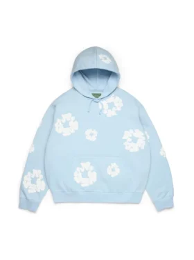 Cotton Wreath Hoodie i puderblått