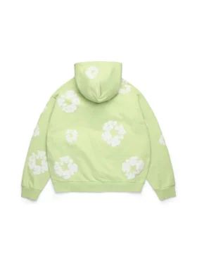 Cotton Wreath Hoodie med dragkedja, mintgrön
