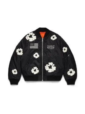 Cotton Wreath-jacka i bomull med krans, MA-1, svart