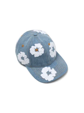 Cotton Wreath med raw denim och kransmönster, ljus tvätt