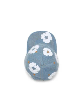 Cotton Wreath med raw denim och kransmönster, ljus tvätt