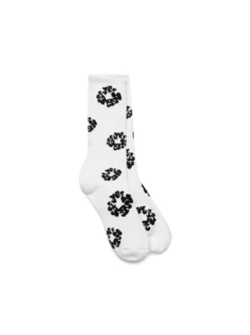 Cotton Wreath-strumpor med kransmönster, vita