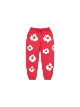 Cotton Wreath Sweatpant, röda