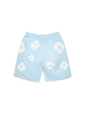 Cotton Wreath-sweatshorts i puderblått