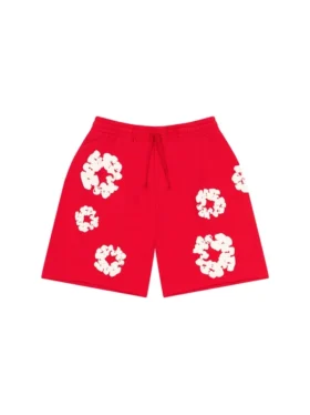 Cotton Wreath-sweatshorts med krans, röda