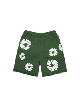 Cotton Wreath-sweatshorts med kransmönster, gröna