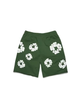 Cotton Wreath-sweatshorts med kransmönster, gröna