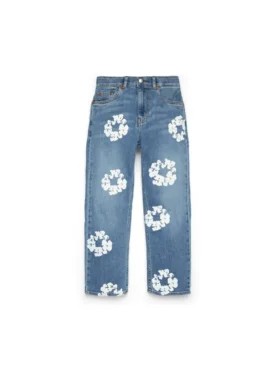 Denim-byxor med Cotton Wreath, ljus indigo