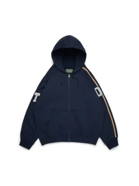 DT Chenille-patch-hoodie med dragkedja, blå
