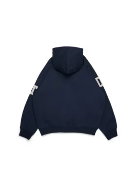 DT Chenille-patch-hoodie med dragkedja, blå