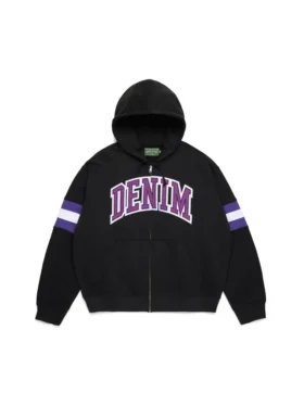 DT Stripe-hoodie med dragkedja, svart