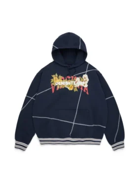 DT Virginia-hoodie med overlock-sömmar, marinblå