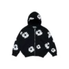 Huvtröja med dragkedja för barn, Cotton Wreath Hoodie, svart