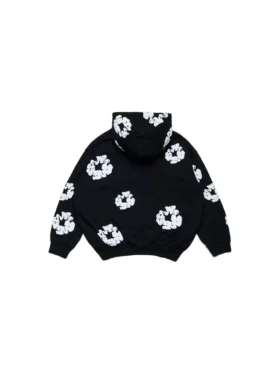 Huvtröja med dragkedja för barn, Cotton Wreath Hoodie, svart