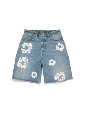 Ljusblå Denim-shorts med Cotton Wreath-rankor