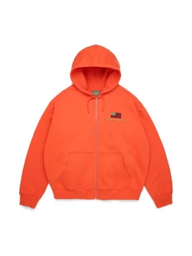 Panafrikansk hoodie med dragkedja, orange