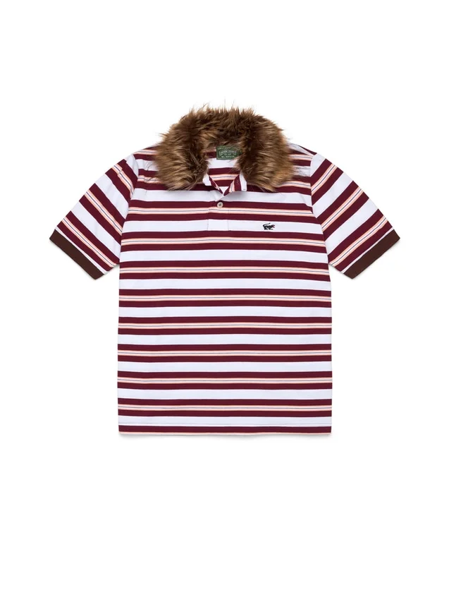 Polo med panterpälskrage, röd