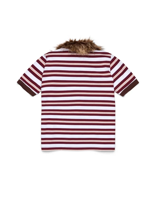 Polo med panterpälskrage, röd