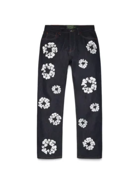 Raka Cotton Wreath-Denim-byxor med selvedge