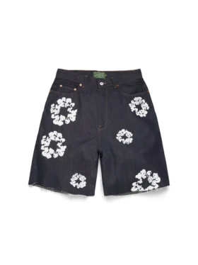 Selvedge Cotton Wreath Denim Shorts