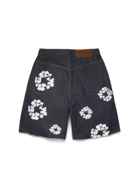 Selvedge Cotton Wreath Denim Shorts