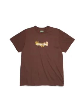 T-shirt med blommigt bomullslogo, brun
