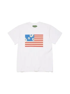 T-shirt med krans och flagga, vit